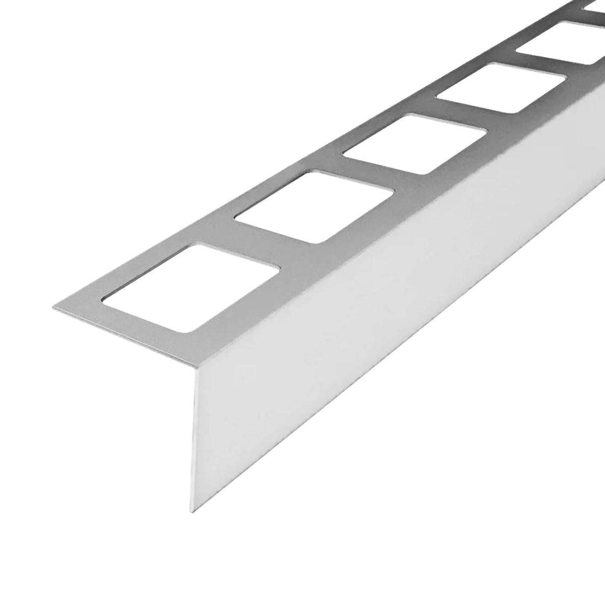 Balcony profile L-shape stainless steel natural with square-perforated leg and holes