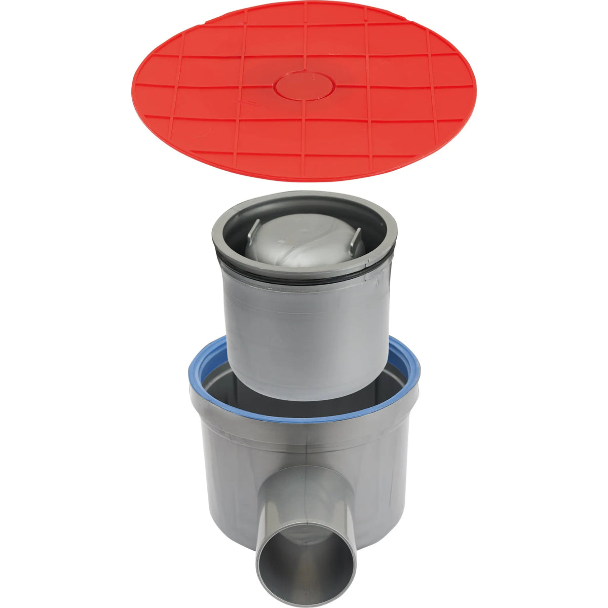 Vloerafvoer horizontaal met rode beschermdeksel
#A0001443 #A0001445