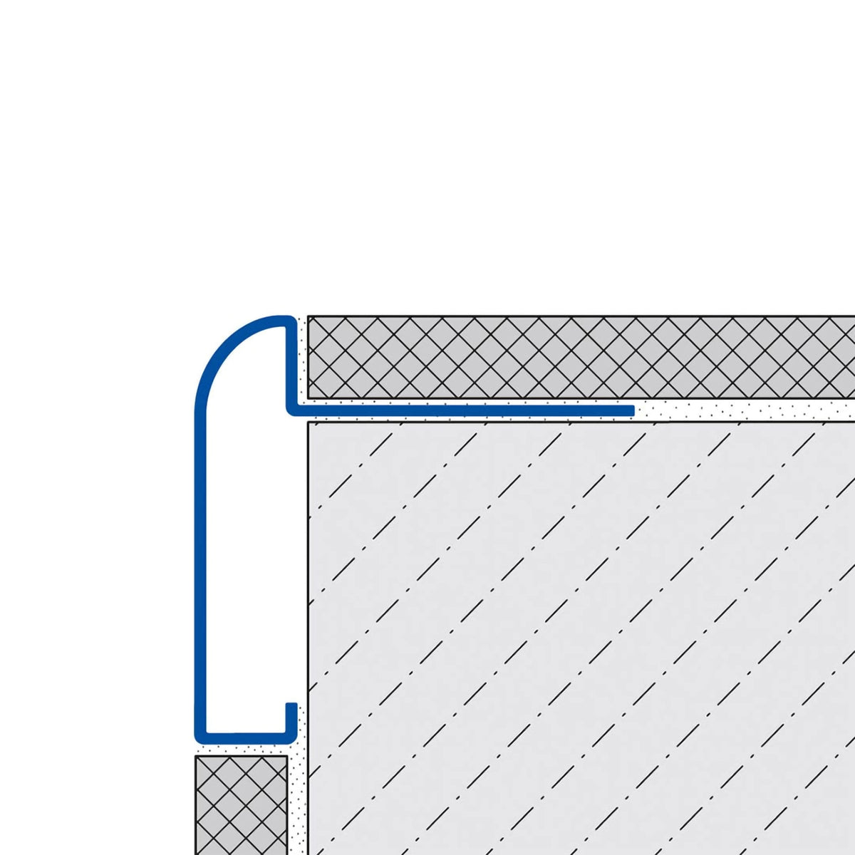 Drawing showing the installation of the DURAL worktop profile