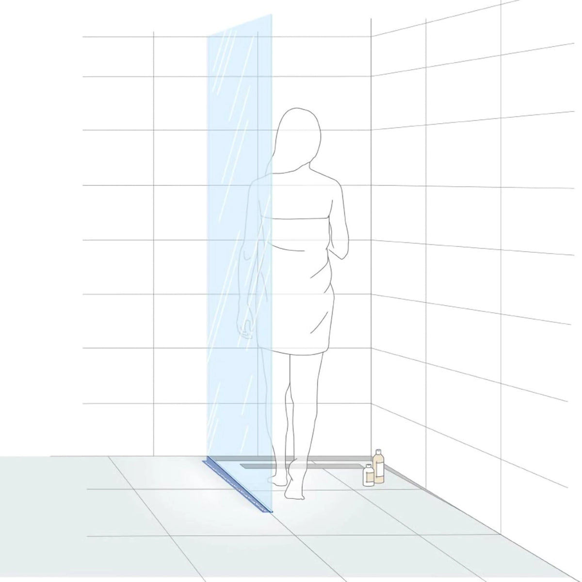 Illustration of a woman in a walk-in shower with marked slope wedge for glass holder for the left side
#A0002772
#A0002774
#A0002776
#A0002905