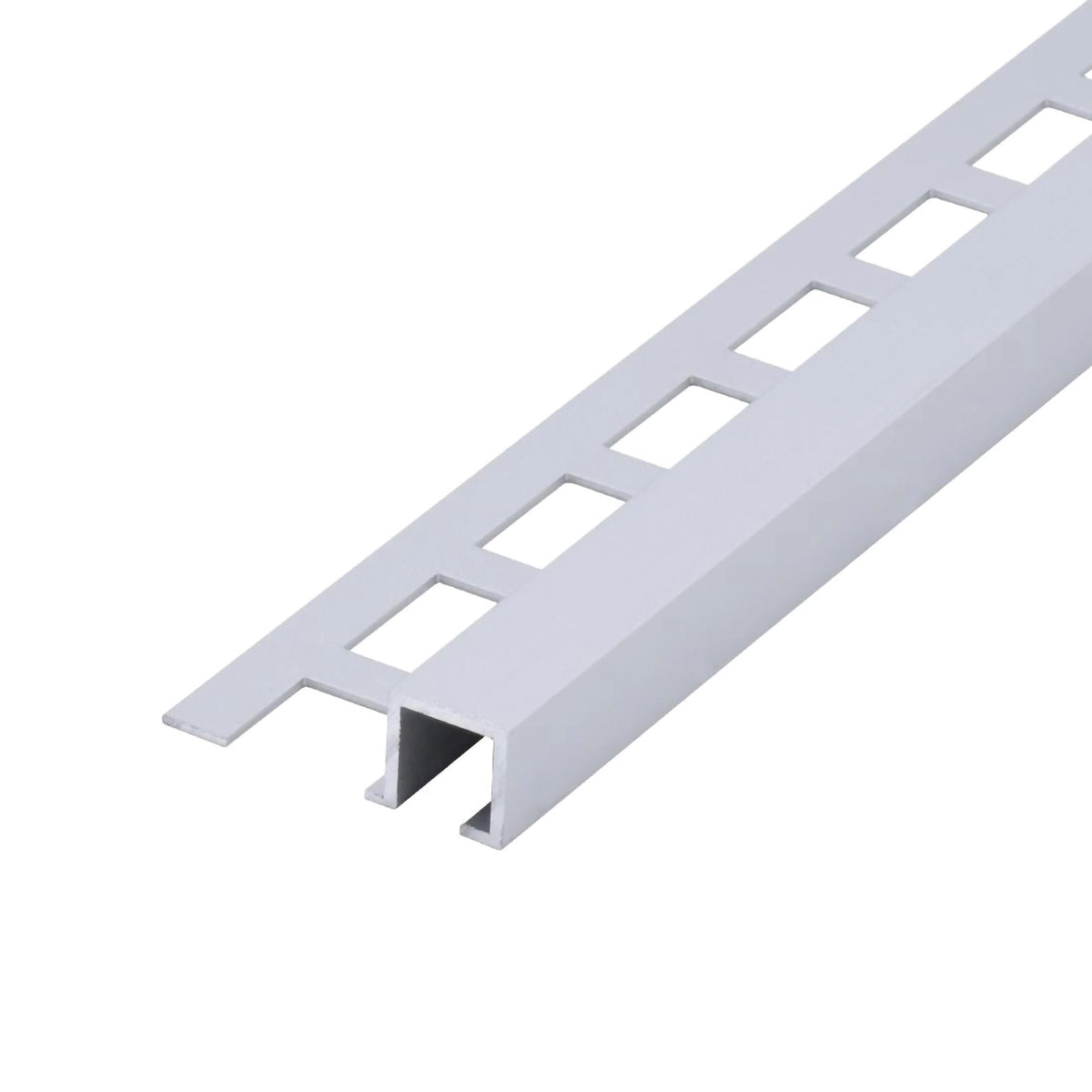 Vierkantprofiel aluminium zilver (mat) met vierkant gestanste flens