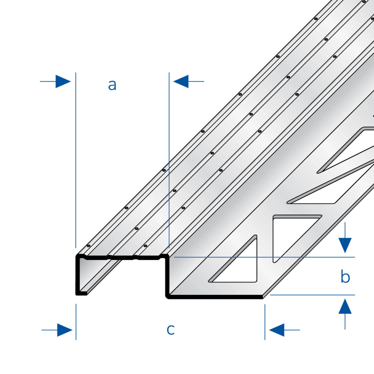 Step profile anti-slip stainless steel natural
