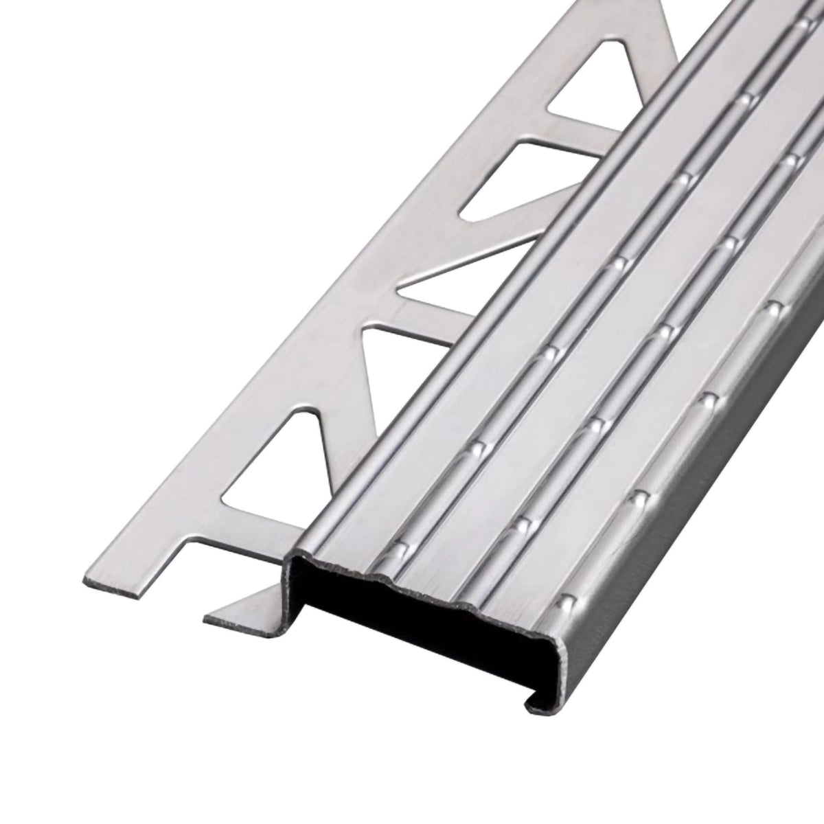 Anti-slip stair profile stainless steel natural with non-slip surface