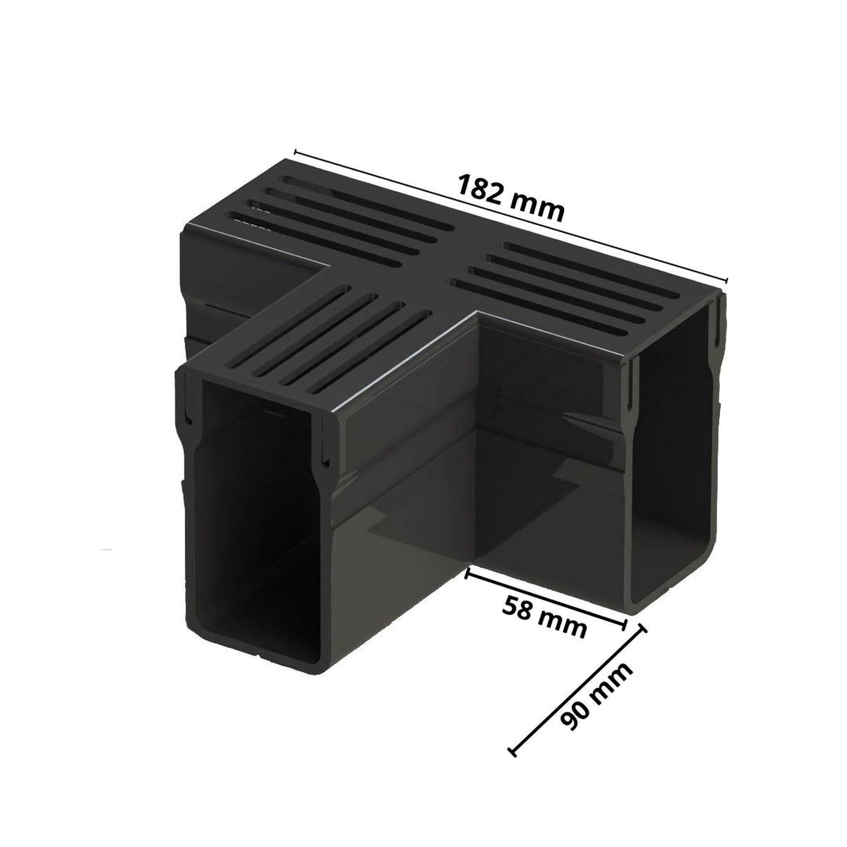 Dimensioned drawing T-piece UD Pro black UDP 65 #A0003401