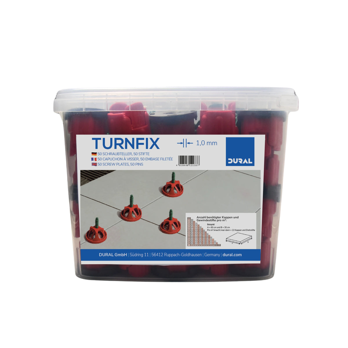 DURAL Turnfix Set in der Plastikbox mit Schraubkappen und Zughauben