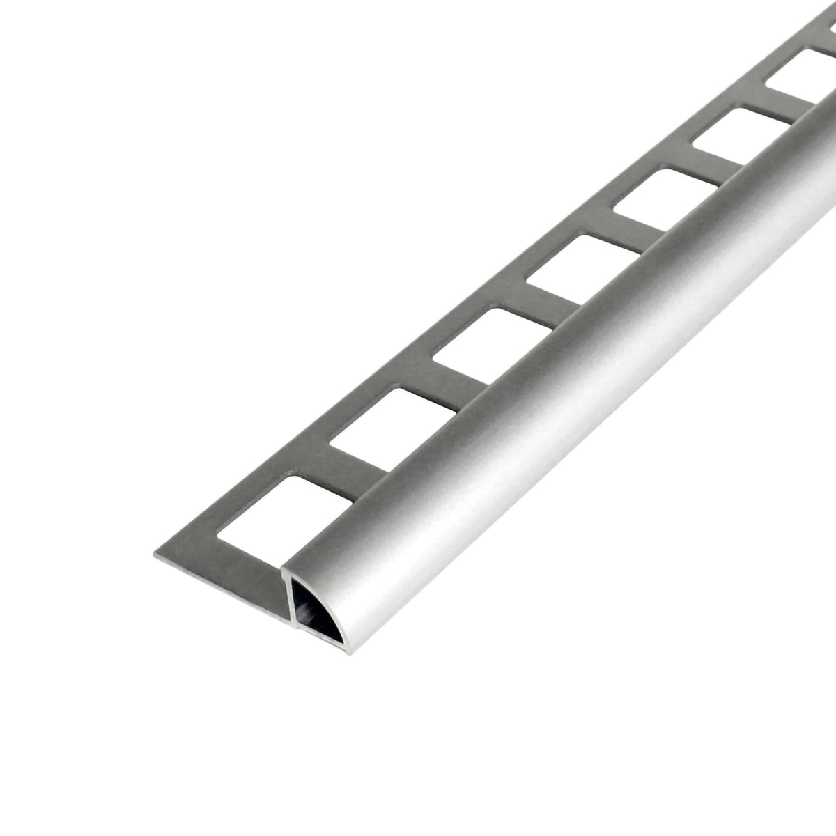 Quarter-round profile aluminium silver (matt) with square-perforated leg