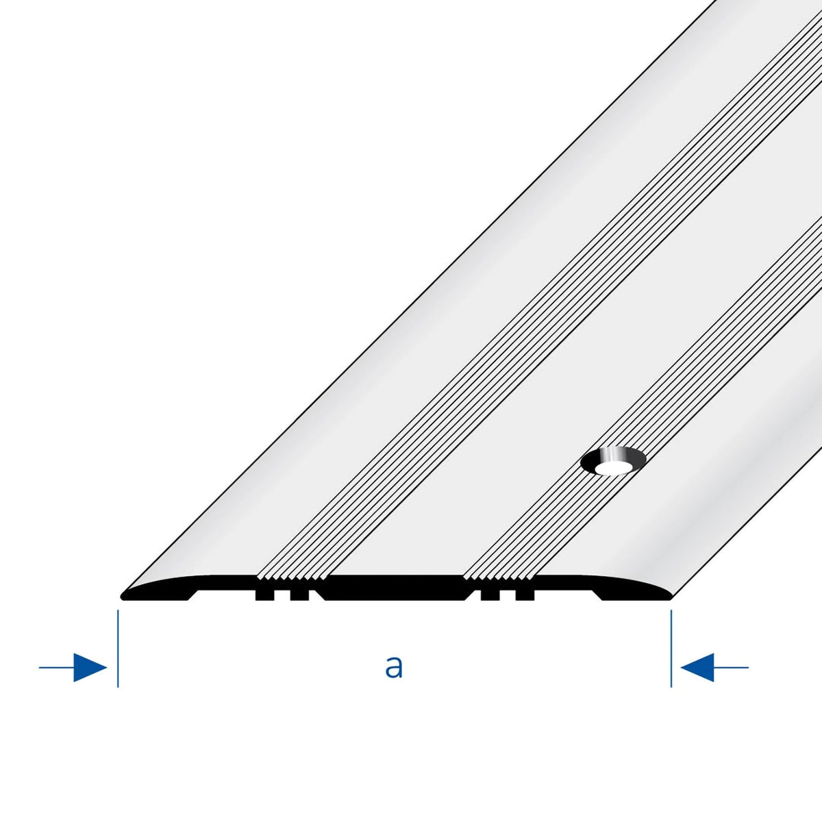 Tekening van het afdekprofiel aluminium geboord in 80mm breedte met tweevoudig geribbeld oppervlak
#A0002938
#A0002942