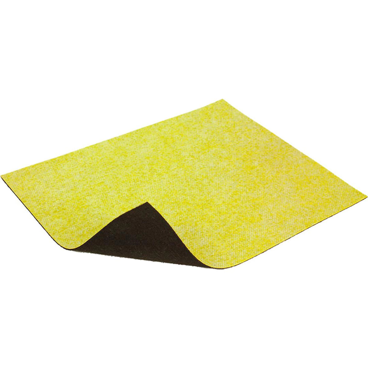 Yellow waterproofing mat with black fleece underneath