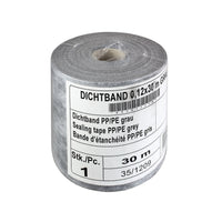 Grey sealing tape rolled up with print