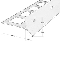 Gemaatvoerde tekening van het balkonprofiel Y-vorm split en grind met drainagesleuven in 53mm totale hoogte #A0001287
#A0003433