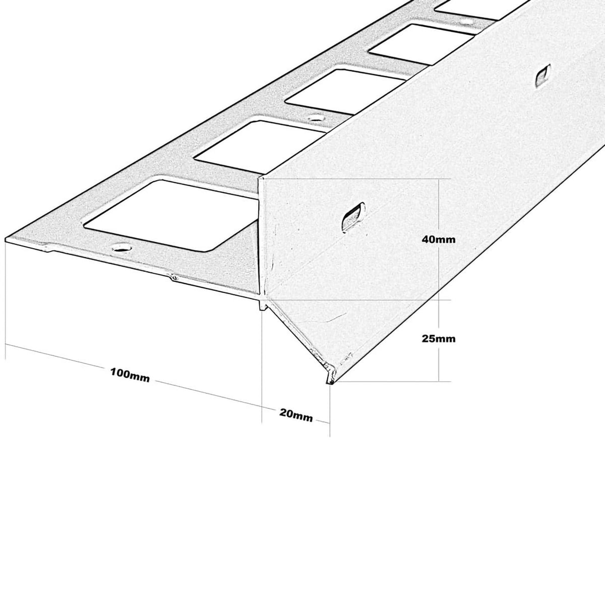 Gemaatvoerde tekening van het balkonprofiel Y-vorm split en grind met drainagesleuven in 65mm totale hoogte #A0001294
#A0003434