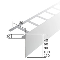 Dimensioned drawing balcony angle profile T-shape with square-perforated leg