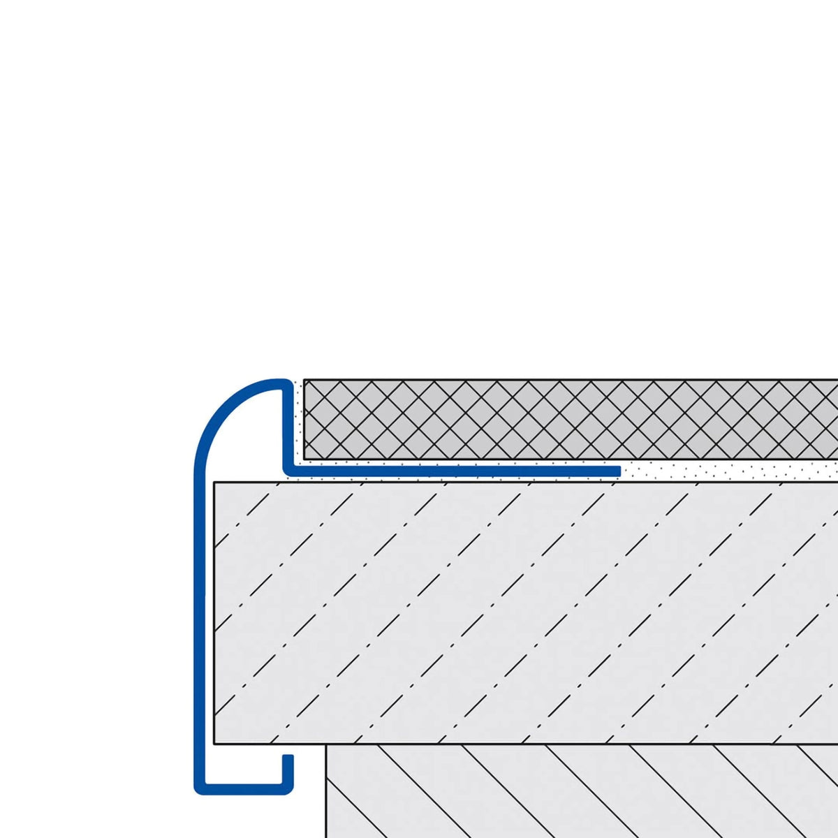 Drawing showing a further installation option for the DURAL worktop profile