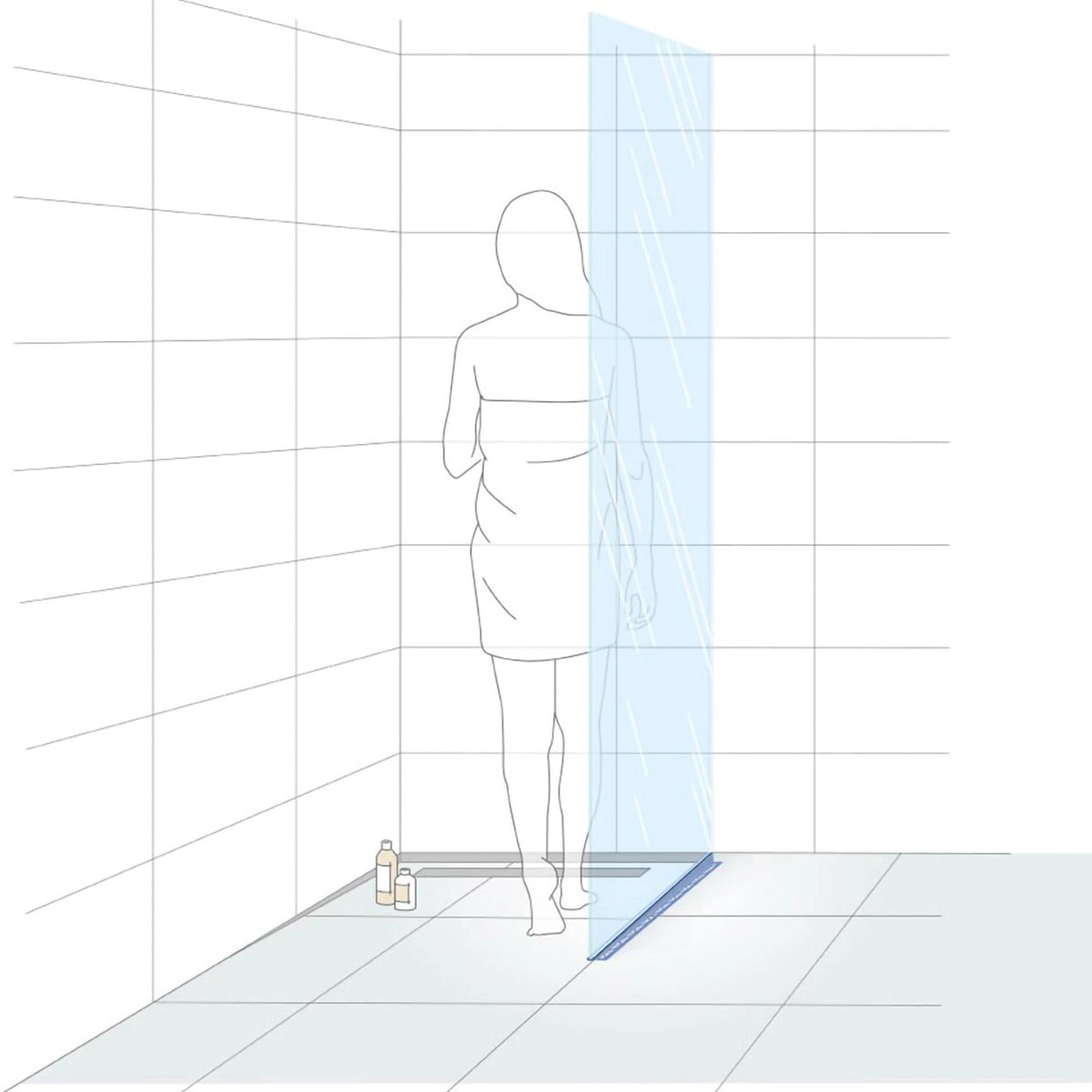 Illustration of a woman in a walk-in shower with marked slope wedge for glass holder for the right side
#A0002773
#A0002775
#A0002777
#A0002906