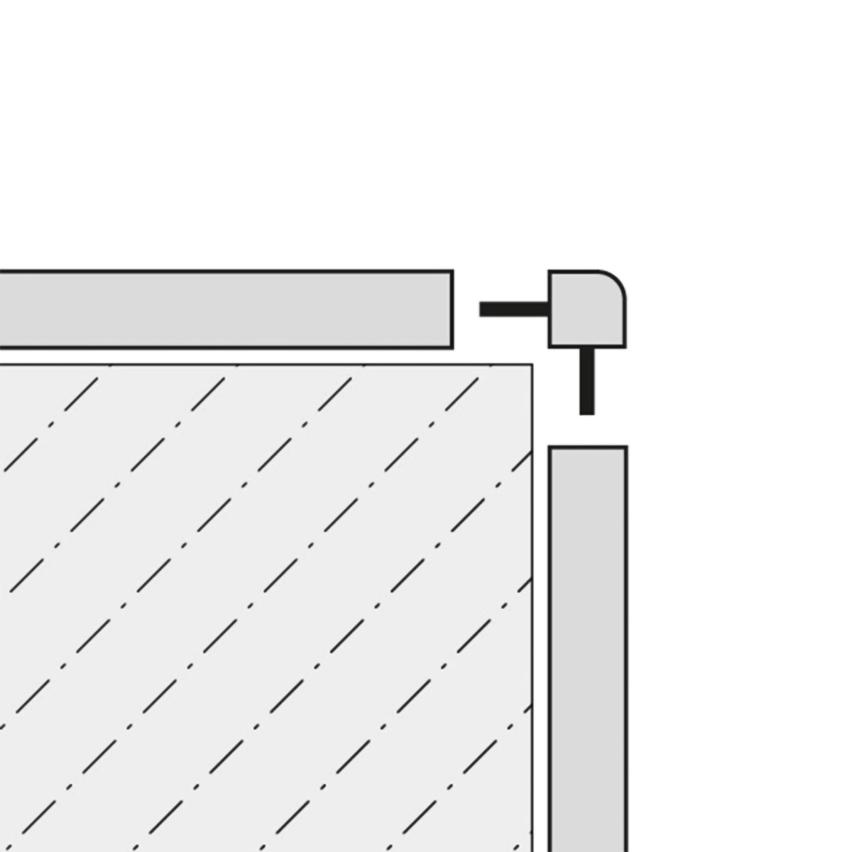 Drawing of the corner piece for skirting Square used as external corner