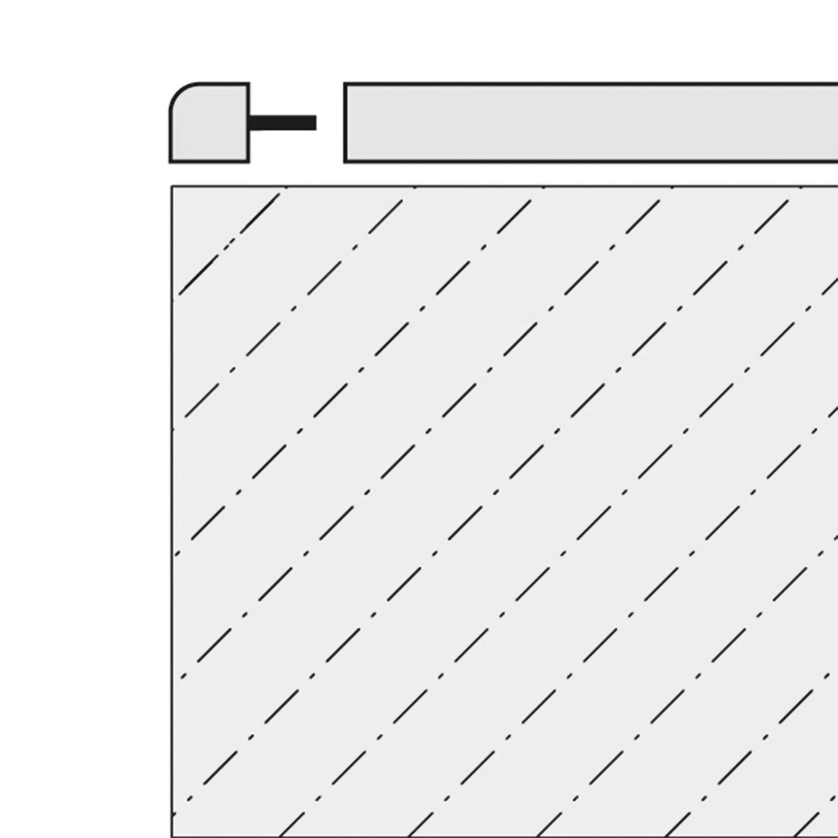 Drawing of the corner piece for skirting Square used as end cap