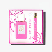 Florist Eau De Parfum Gift Set Box showing Florist 50ml Eau De Parfum and Florist 10ml Eau De Parfum Travel Spray on white background. | english_image
