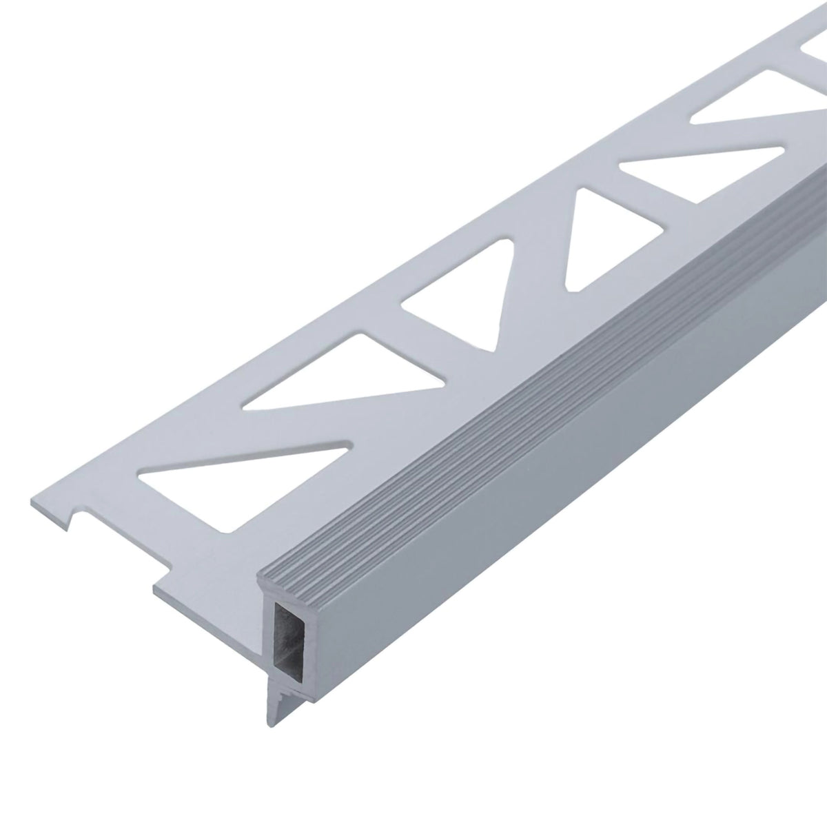 Stair profile Squarestep aluminium silver with ribbed surface