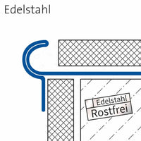 Drawing stair profile Florentiner stainless steel natural with rounded edge protection