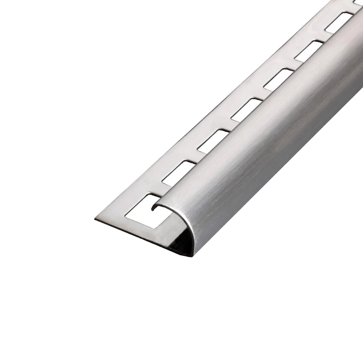 Quarter-round profile stainless steel brushed with square-perforated leg