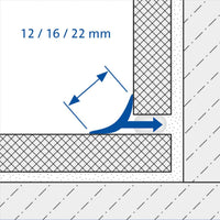 Zeichnung Anschlussprofil T-Cove aus Aluminium mit Angabe der Diagonale