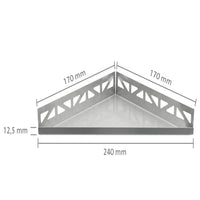 Gemaatvoerde tekening van het driehoekige roestvrijstalen schap met 240mm zichtbreedte