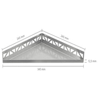 Gemaatvoerde tekening van het driehoekige roestvrijstalen schap met 345mm zichtbreedte