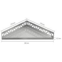 Gemaatvoerde tekening van het driehoekige roestvrijstalen schap met 380mm zichtbreedte