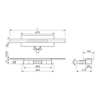 Dimensioned drawing adjustable shower drain complete set with 71mm installation height
#A0005317
#A0005318
#A0005319
#A0005323
#A0005324
#A0005325
#A0005329
#A0005330
#A0005331
